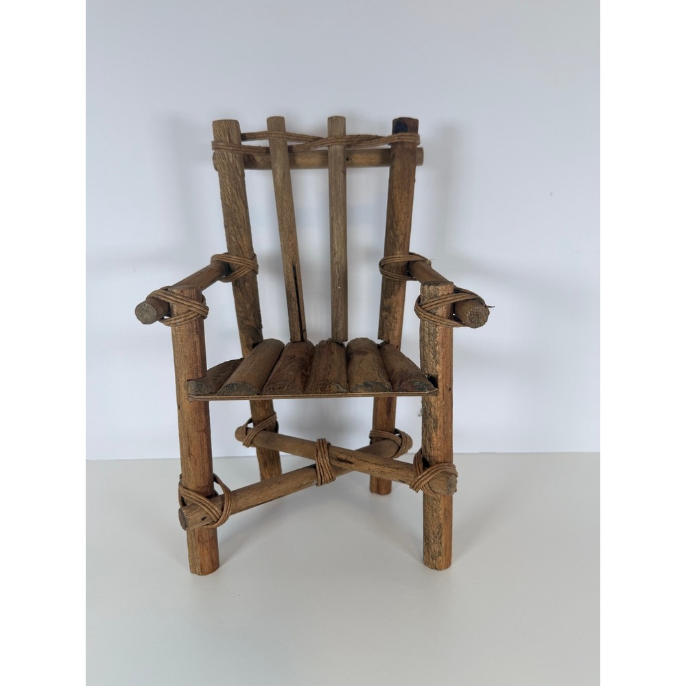 Rustic Wooden‎ Doll chair / plant stand Miniature primitive Folk Art